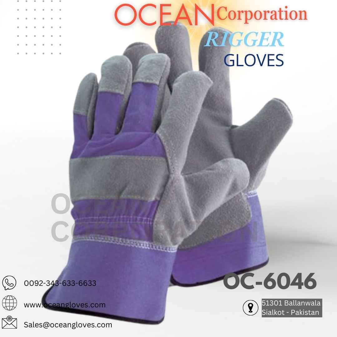 Leather Rigger Gloves Gray USA – Women’s Insulated Work Gloves Gray cowhide gloves with purple fabric backs for electricians and female workers.