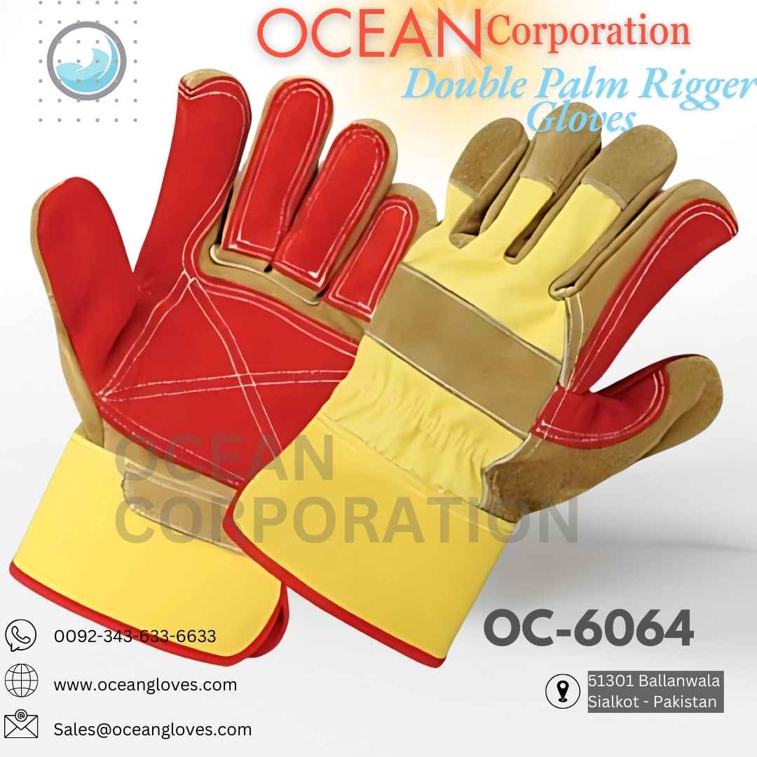 Double Palm Gloves with Reinforced Leather for Industrial Strength Protection ocean-gloves-double-palm-reinforced-construction-sialkot-en388-export