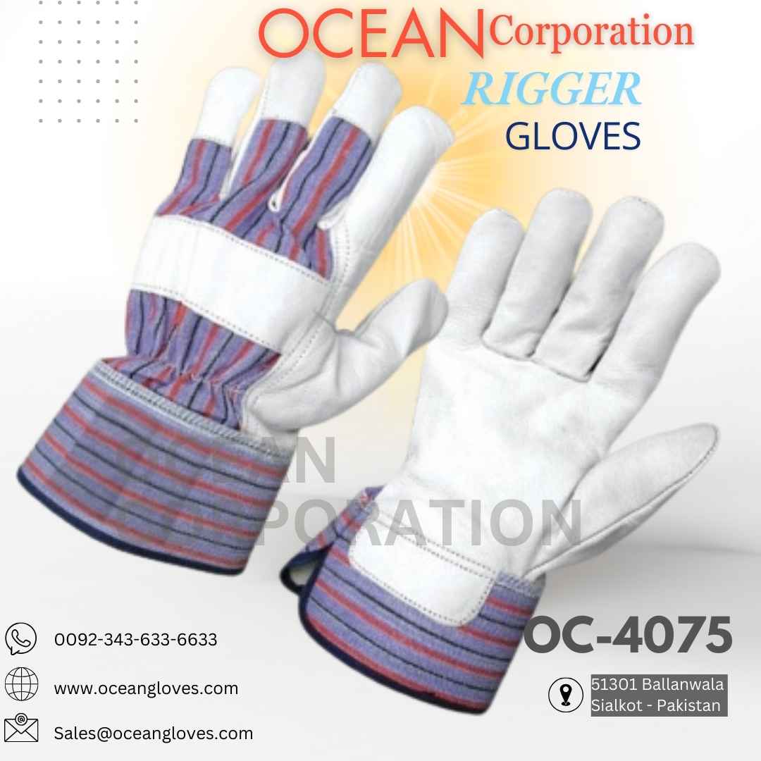Goat Grain Heavy Duty Gloves with Rubberized Cuff Men using Heavy Duty Gloves for machinery repair