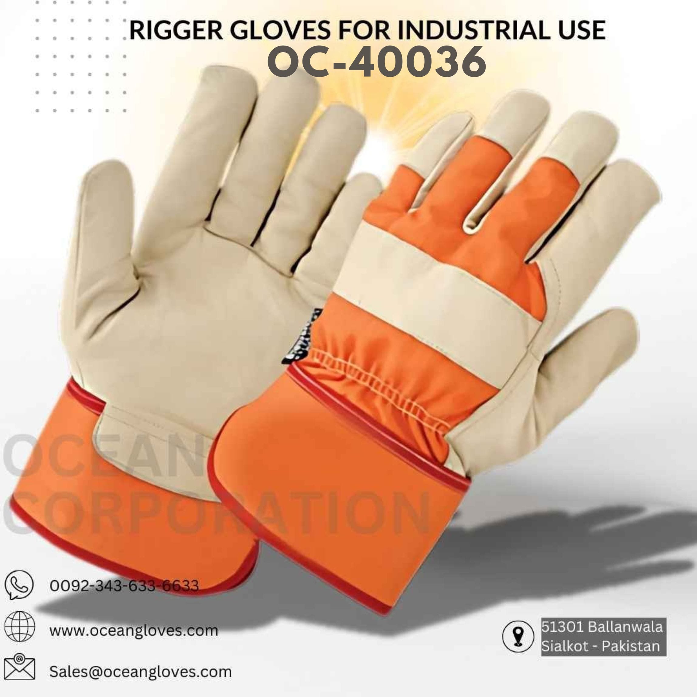 Premium Goat Leather Safety Glove with Reinforced Knuckles – Ocean Gloves Suppliers Sialko EN388-Certified Safety Glove Wholesale – Ocean Gloves Pakistan