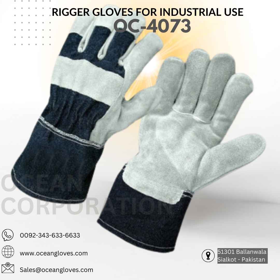 Premium Leather Rigger Gloves – Built for Heavy Machinery Work : Durable Leather Rigger Gloves made with cowhide split leather, designed for industrial and heavy-duty tasks.