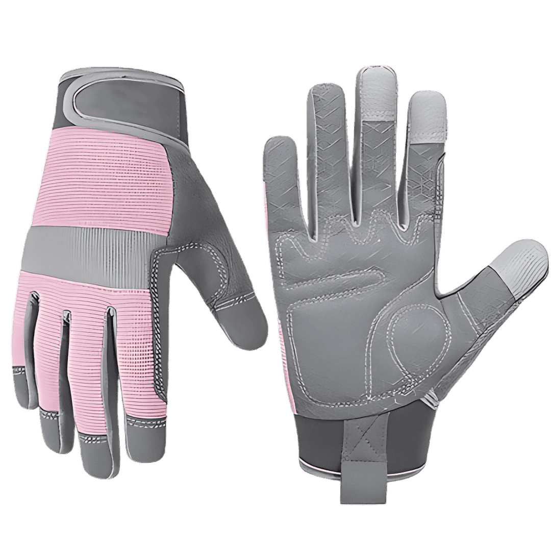 Garden Gloves Wholesale ocean-gloves-wholesale-pink-grey-synthetic-suede-gardening-glove-oem-sialkot
