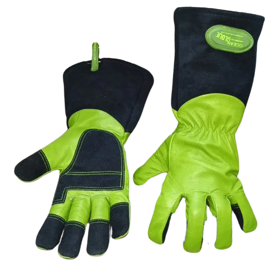 Men's Lame Green Goat Leather Pruner Gloves Export Quality ocean-gloves-lame-green-goat-leather-pruner-gloves-landscaping-sialkot-en388-export