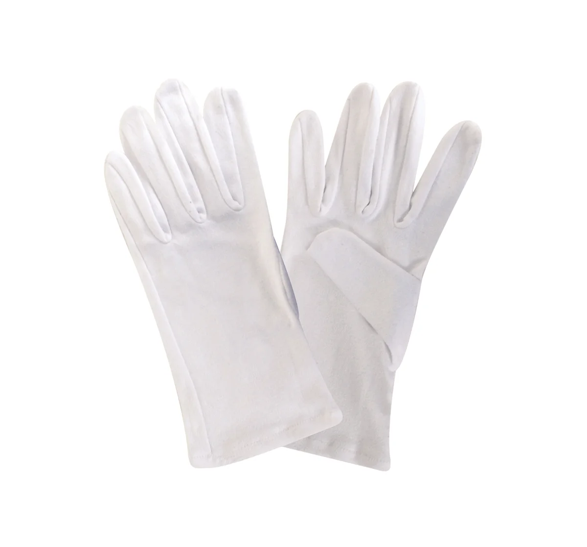 Premium Cotton Interlock Gloves for Product Inspection and Assembly A pair of white Premium Interlock Gloves from Ocean Gloves Corporation, showing the smooth, double-knitted cotton fabric.