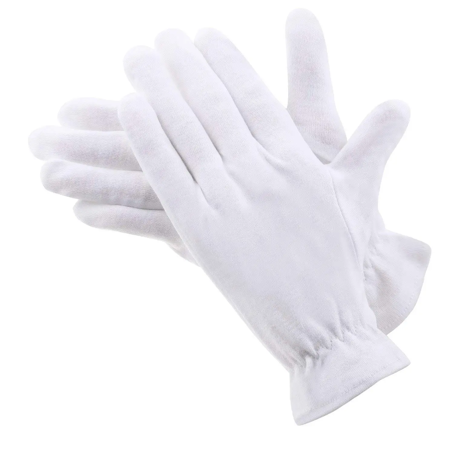 Wholesale-Cotton-Gloves-Supplier-Pakistan A pair of high-quality, white wholesale cotton gloves from Ocean Gloves, showing the detailed seamless knit design suitable for industrial and general-purpose use.