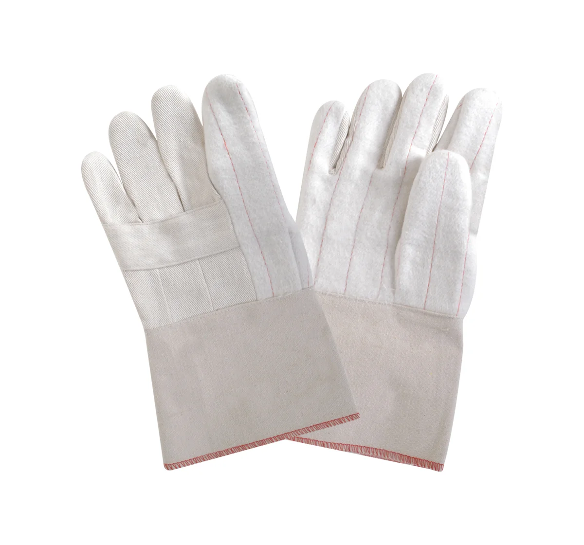 Ocean Gloves White Hotmill Gloves – Canvas, Heat Resistant (Sialkot, Pakistan) White Hotmill Gloves multi-layer canvas with band top cuff by Ocean Gloves, Sialkot