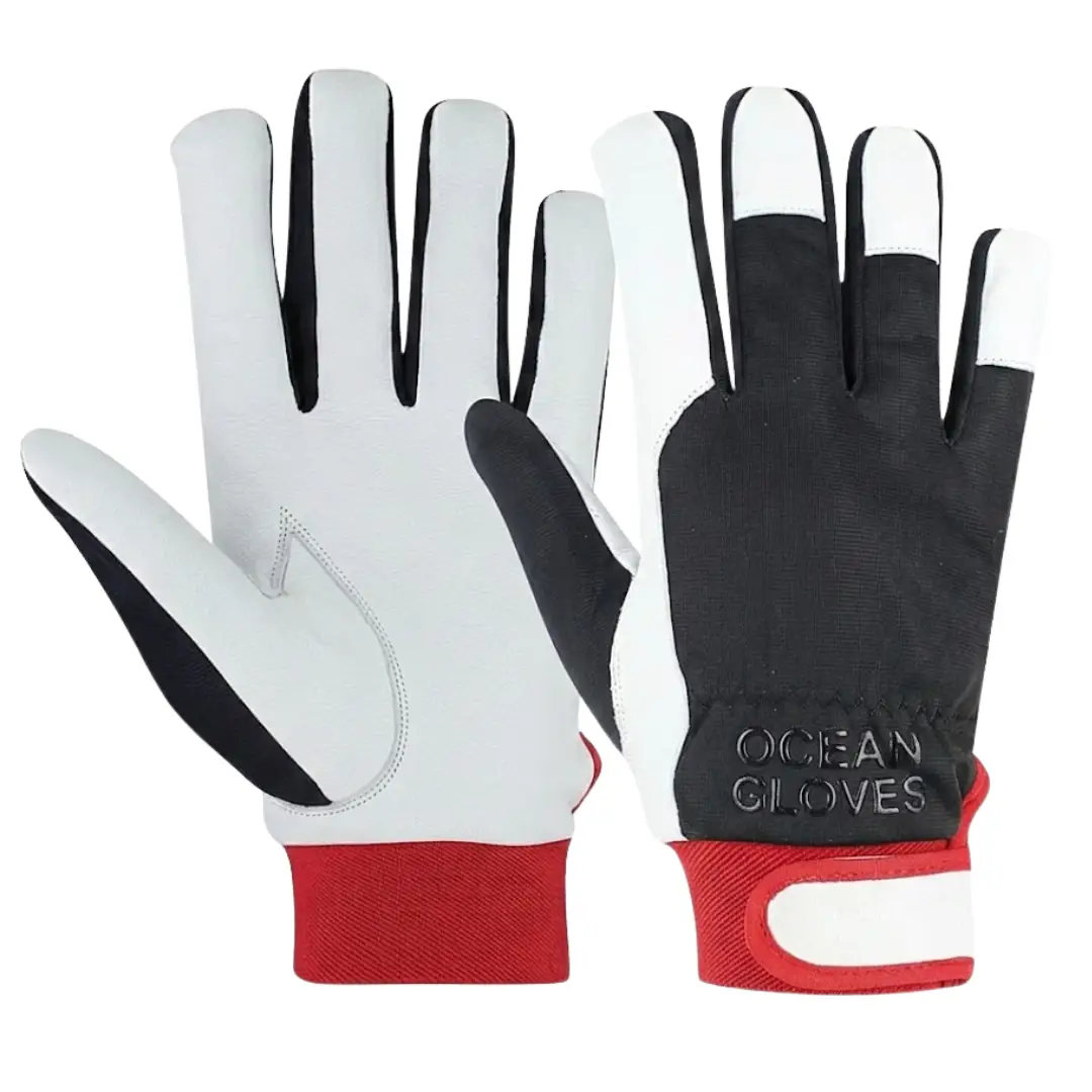 Premium Lined Winter Assembly Gloves EN388 Certified CE marked premium fleece lined assembly gloves for winter with leather palm and Trinda fabric back manufactured by Ocean Gloves Pakistan.